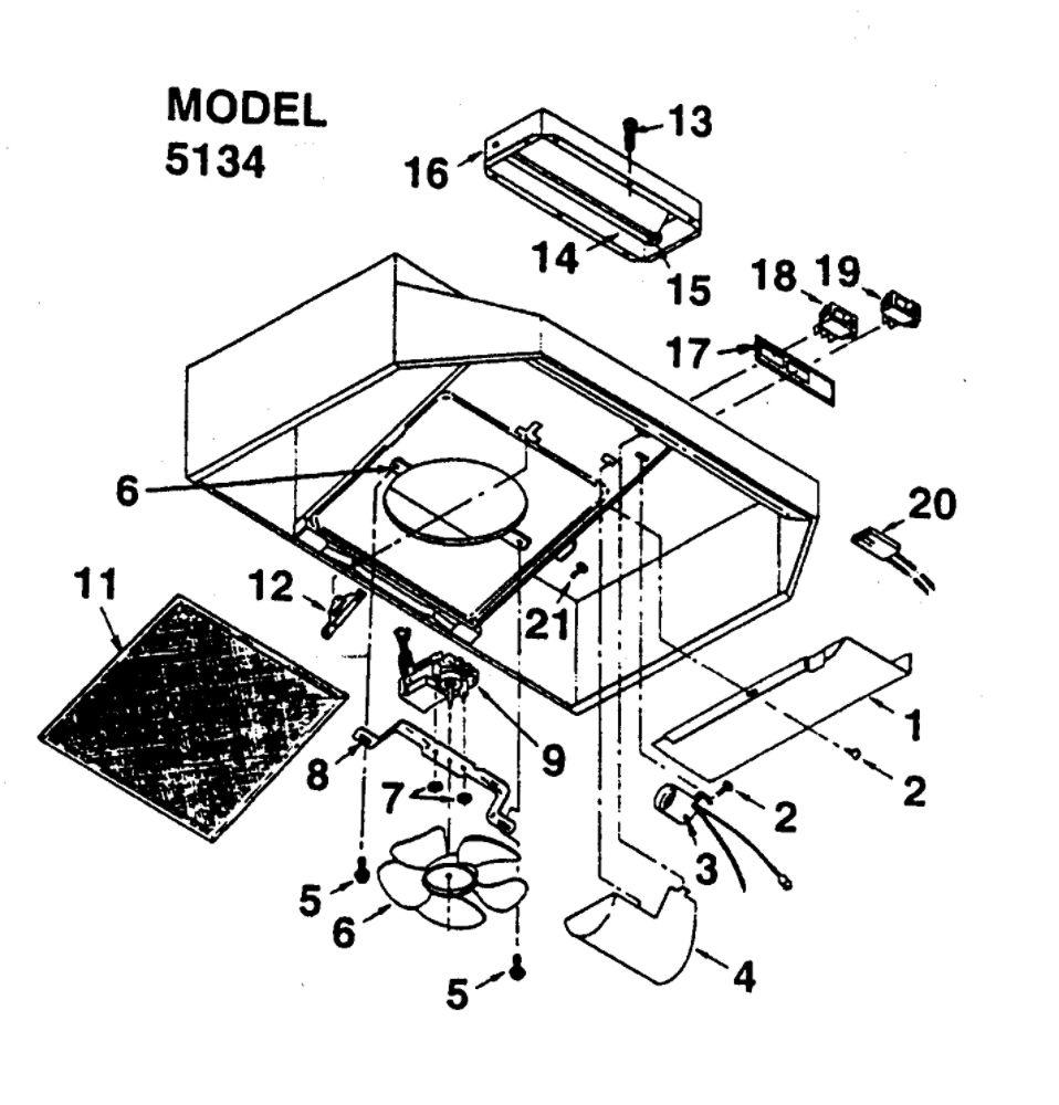 Hood Assembly Diagram and Parts List for 23351344590  Kenmore Range Hood