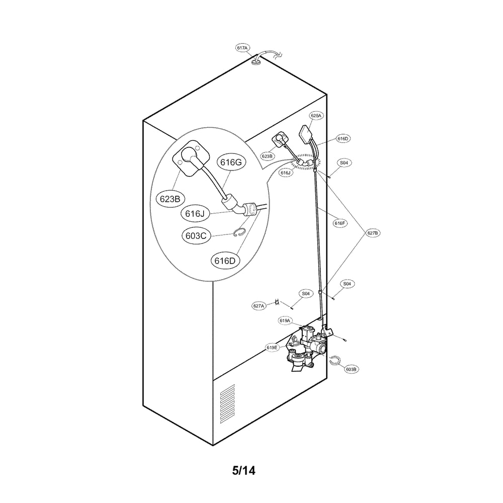 Valve And Water Parts Diagram and Parts List for 79572353312  Kenmore Refrigerator