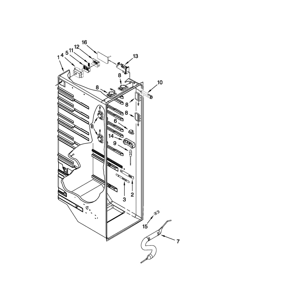 Refrigerator Liner Parts Diagram and Parts List for 10651159112  Kenmore Refrigerator