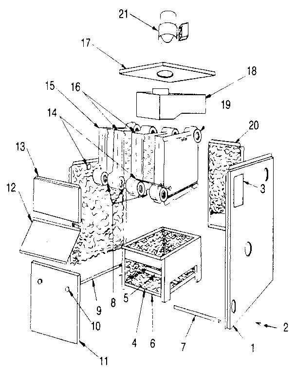 Jacket - section and base Diagram and Parts List for 22996468  Kenmore Water Heater