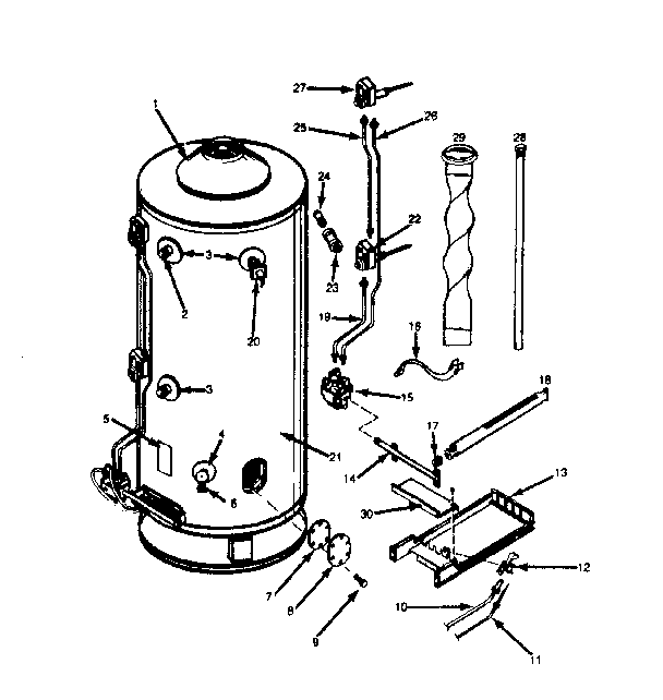 Replacement parts Diagram and Parts List for SE-100-260ET6  Kenmore Water Heater