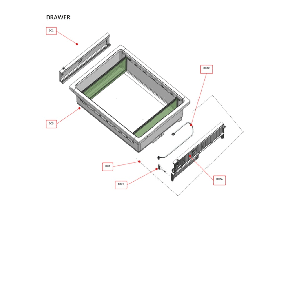 Drawer Diagram and Parts List for 11172699120  Kenmore Refrigerator