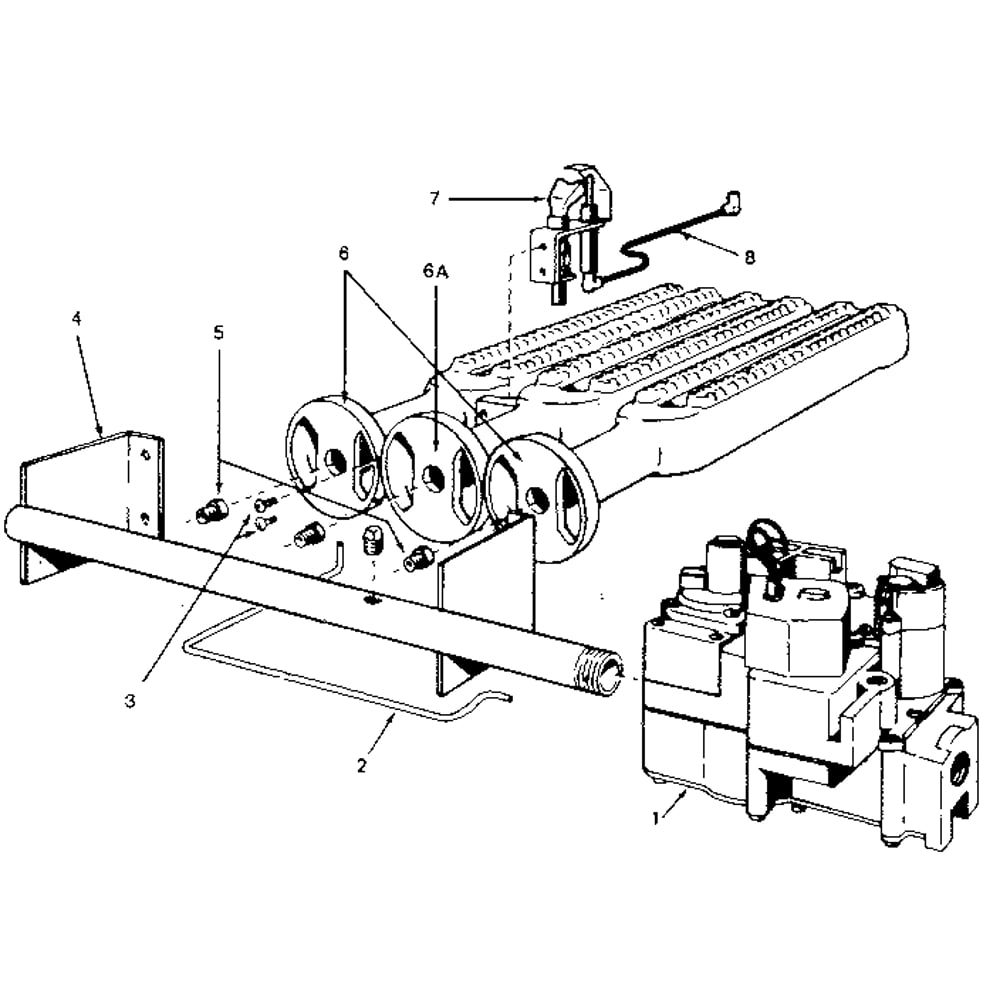 Burner Assembly 1 Diagram and Parts List for 229964452  Kenmore Water Heater
