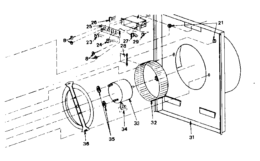 Blower assembly Diagram and Parts List for 86463651  Kenmore Bath & Ventilation Fan