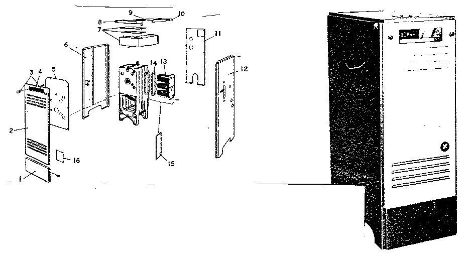 Boiler with square jacket corners Diagram and Parts List for 229104  Kenmore Water Heater