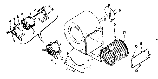 Blower assembly Diagram and Parts List for 735388  Kenmore Furnace