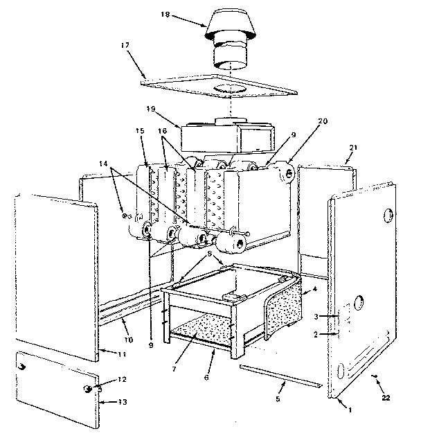 Jacket-sections & base parts Diagram and Parts List for 229962490  Kenmore Water Heater