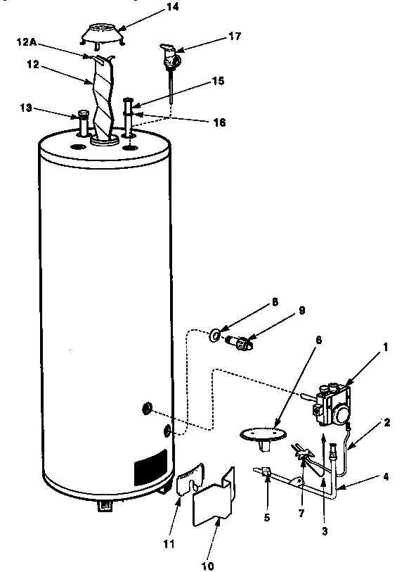 Replacement parts Diagram and Parts List for 220374100  Kenmore Water Heater