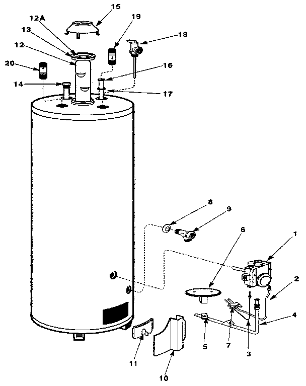 Replacement parts Diagram and Parts List for 220337500  Kenmore Water Heater