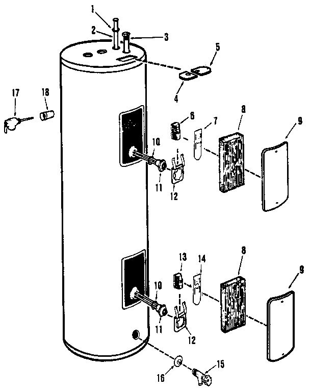 Functional replacement parts Diagram and Parts List for 3245  Kenmore Water Heater