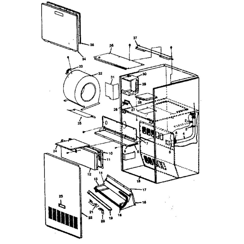 Non-Functional Replacement Parts Diagram and Parts List for 867769522  Kenmore Furnace