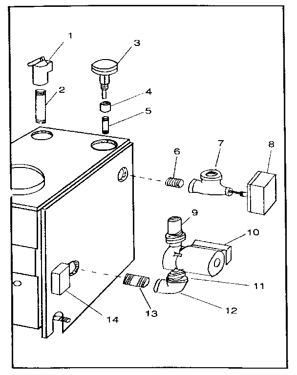 Boiler controls and piping Diagram and Parts List for 22996462  Kenmore Water Heater