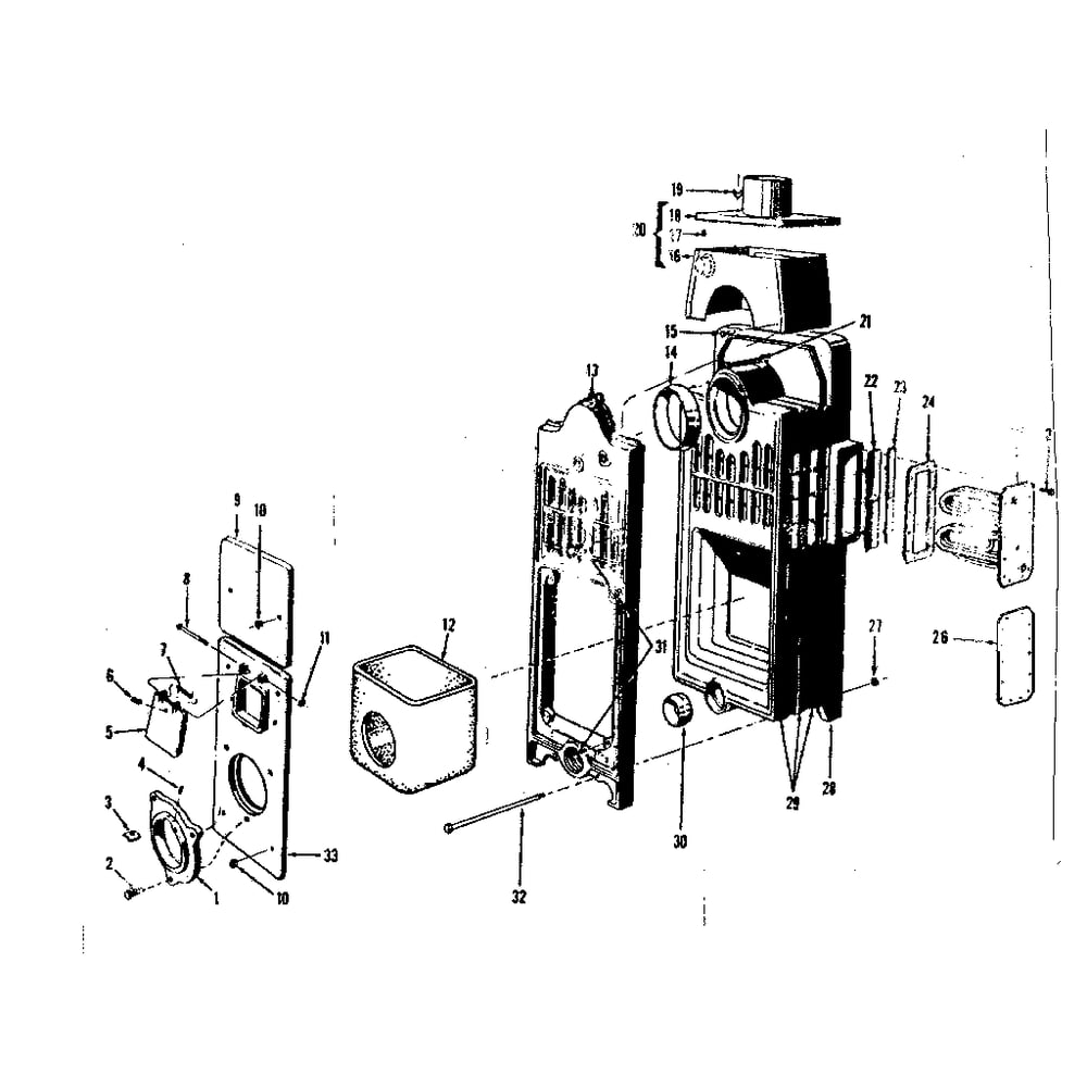 Combustion Chamber And Flue Collector Diagram and Parts List for 22994164  Kenmore Water Heater