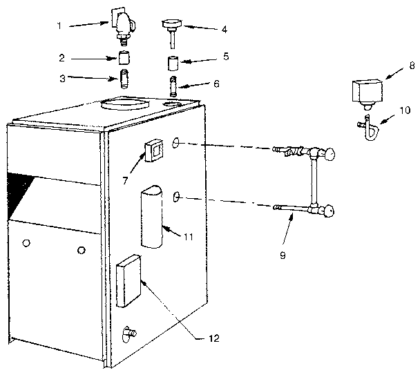 Boiler controls and piping Diagram and Parts List for 229964340  Kenmore Water Heater
