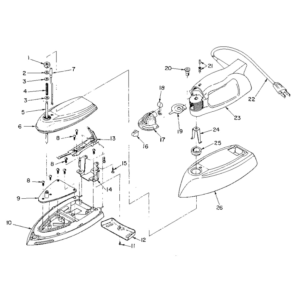 Replacement Parts Diagram and Parts List for 66362640  Kenmore Iron