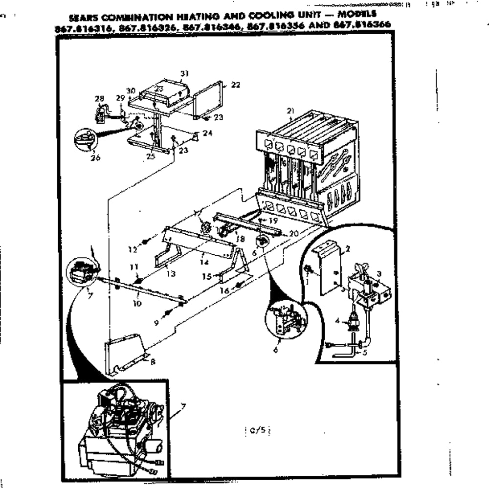 Heat Exchanger Diagram and Parts List for 867816356  Kenmore Air Conditioner