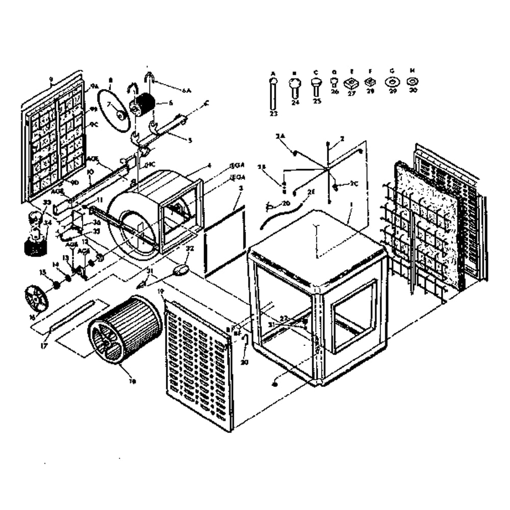 Blower Assembly Diagram and Parts List for 5656122  Kenmore Air Conditioner