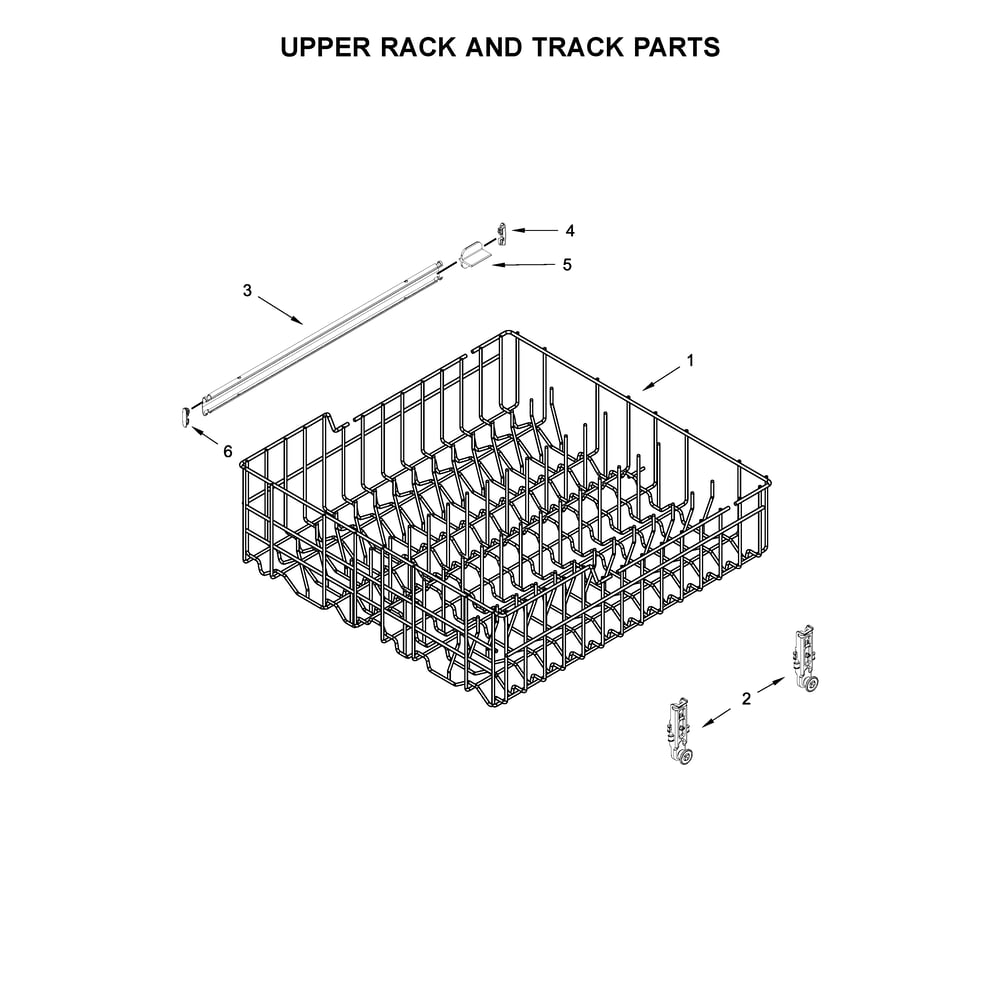 Upper Rack And Track Parts Diagram and Parts List for 2217382N710  Kenmore Dishwasher