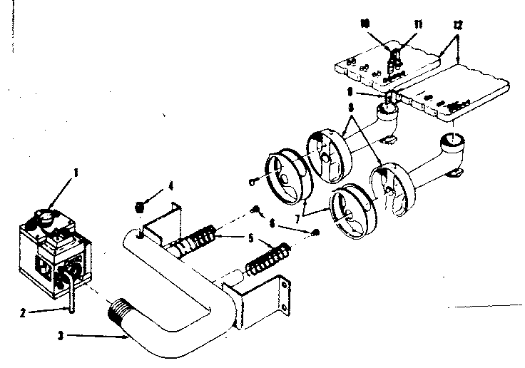 Gas burners and manifold Diagram and Parts List for 229962371  Kenmore Water Heater
