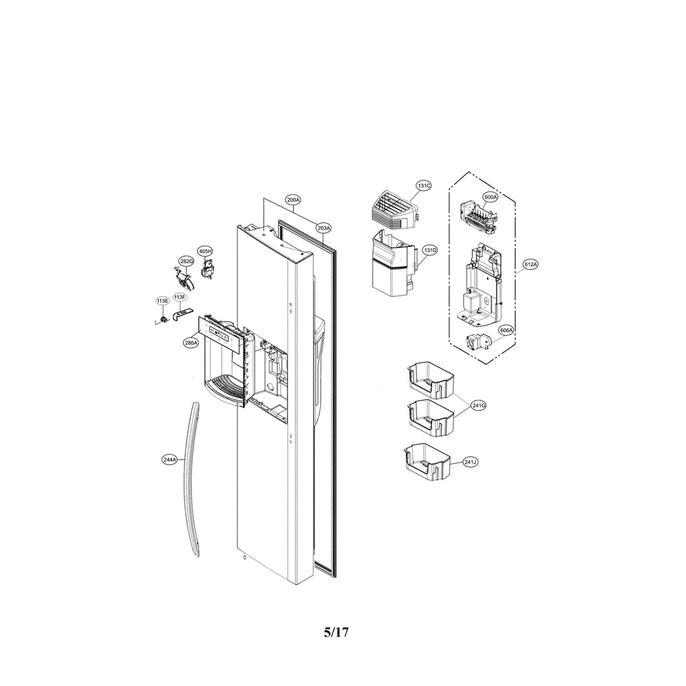 Freezer Door Parts Diagram and Parts List for 79551863610  Kenmore Refrigerator