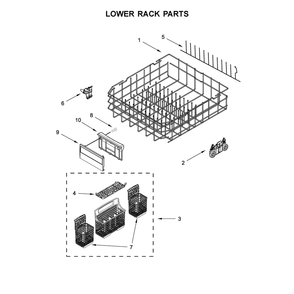 Lower Rack Parts Diagram and Parts List for 2214799N512  Kenmore Dishwasher