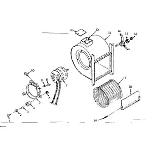 H-Q Blower Asm Diagram and Parts List for 867765831  Kenmore Furnace