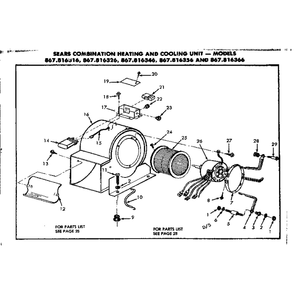 Blower Assembly Diagram and Parts List for 867816356  Kenmore Air Conditioner