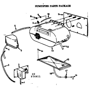 Humidfier Parts Package Diagram and Parts List for 86774911  Kenmore Air Conditioner