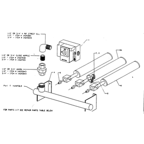 Natural Gas Burner/Manifold Assy Diagram and Parts List for KWX-3V  Kenmore Water Heater