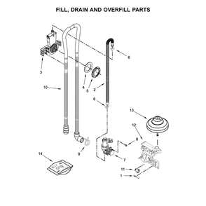 Fill, Drain And Overfill Parts Diagram and Parts List for 2217382N710  Kenmore Dishwasher