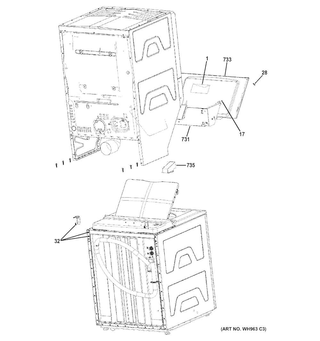 Cabinet 3 Diagram and Parts List for 2671532210  Kenmore Washer Dryer Combo