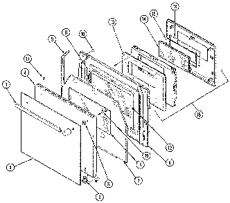 Door Diagram and Parts List for 21433 1988 Kenmore Wall Oven