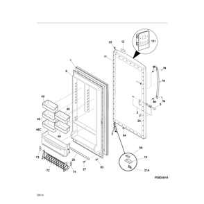 Door Diagram and Parts List for 253280998012  Kenmore Freezer