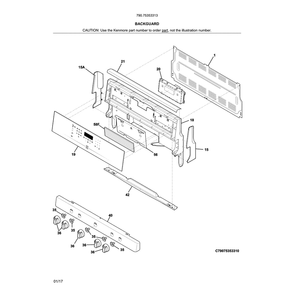 Backguard Diagram and Parts List for 79075353313  Kenmore Range