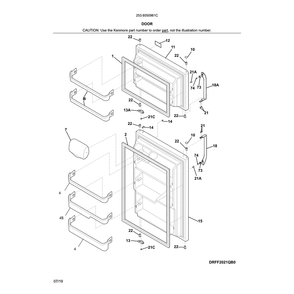 Doors Diagram and Parts List for 2536050961C  Kenmore Refrigerator