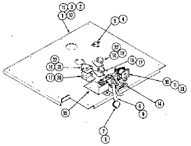 Internal controls Diagram and Parts List for 20214 1988 Kenmore Range