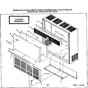 Cabinet Assembly Diagram and Parts List for 867736736  Kenmore Furnace