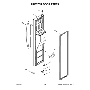 Freezer Door Parts Diagram and Parts List for 10651339716  Kenmore Refrigerator