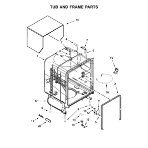 Tub And Frame Parts Diagram and Parts List for 2217382N710  Kenmore Dishwasher