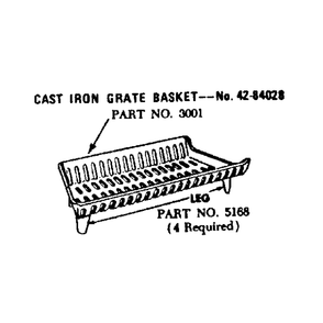 Cast Iron Grate Basket Diagram and Parts List for 14384540  Kenmore Fireplace & Insert