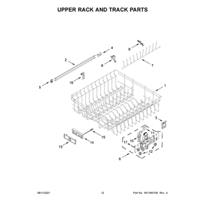 Upper Rack And Track Parts Diagram and Parts List for 66514875N120  Kenmore Dishwasher