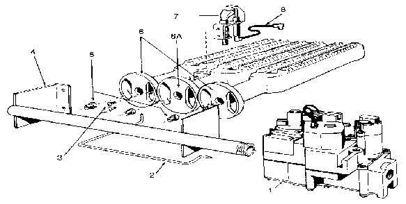 Gas burners and manifold Diagram and Parts List for 22996463  Kenmore Water Heater