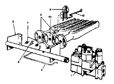 Burner section Diagram and Parts List for 229964440  Kenmore Water Heater