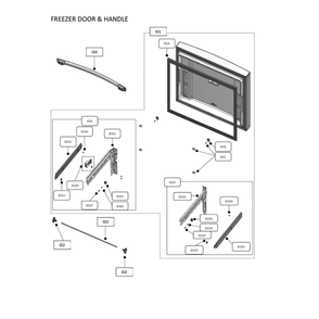 Freezer Door & Handle Diagram and Parts List for 11172699120  Kenmore Refrigerator