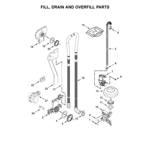 Fill, Drain And Overfill Parts Diagram and Parts List for 2214799N512  Kenmore Dishwasher