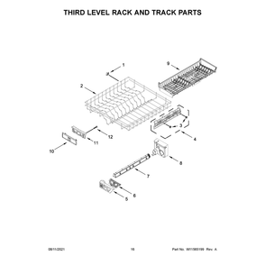 Third Level Rack And Track Parts Diagram and Parts List for 66514875N120  Kenmore Dishwasher