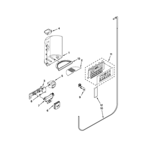 Dispenser Front Parts Diagram and Parts List for 10651159112  Kenmore Refrigerator