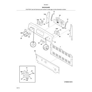 Backguard Diagram and Parts List for 79090312011  Kenmore Range