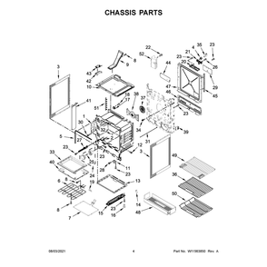 Chassis Parts Diagram and Parts List for 66495223713  Kenmore Range