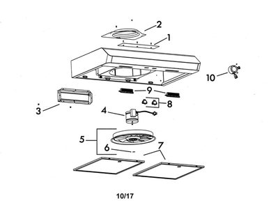 Range Hood Diagram and Parts List for 23351392710  Kenmore Range Hood